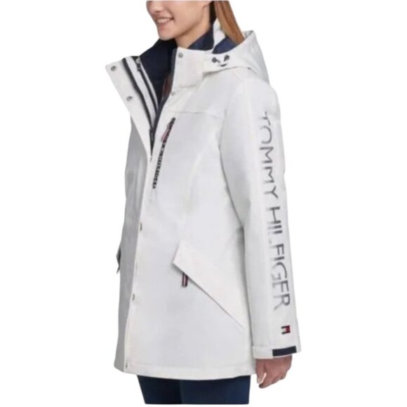Tommy Hilfiger Women's 3 in 1 All Weather System Hooded Jacket Medium - Picture 1 of 12
